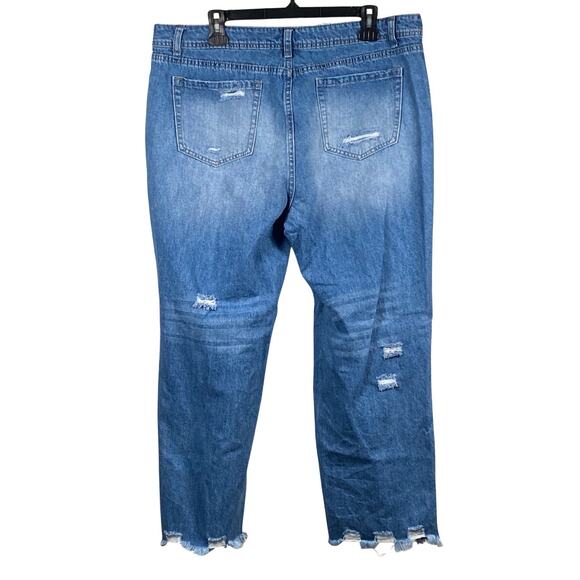 Flamingals Jeans Women's 2XL 37x26 Wide Leg Ankle Raw Edge Distressed Beachy - Picture 2 of 5